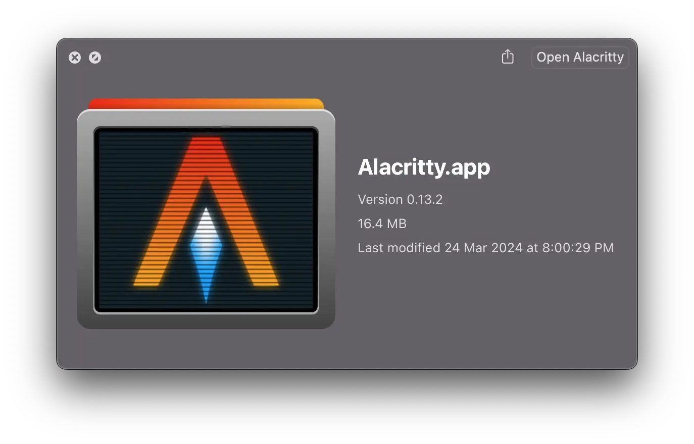 Alacritty terminal emulator on macOS Alacritty terminal emulator on macOS