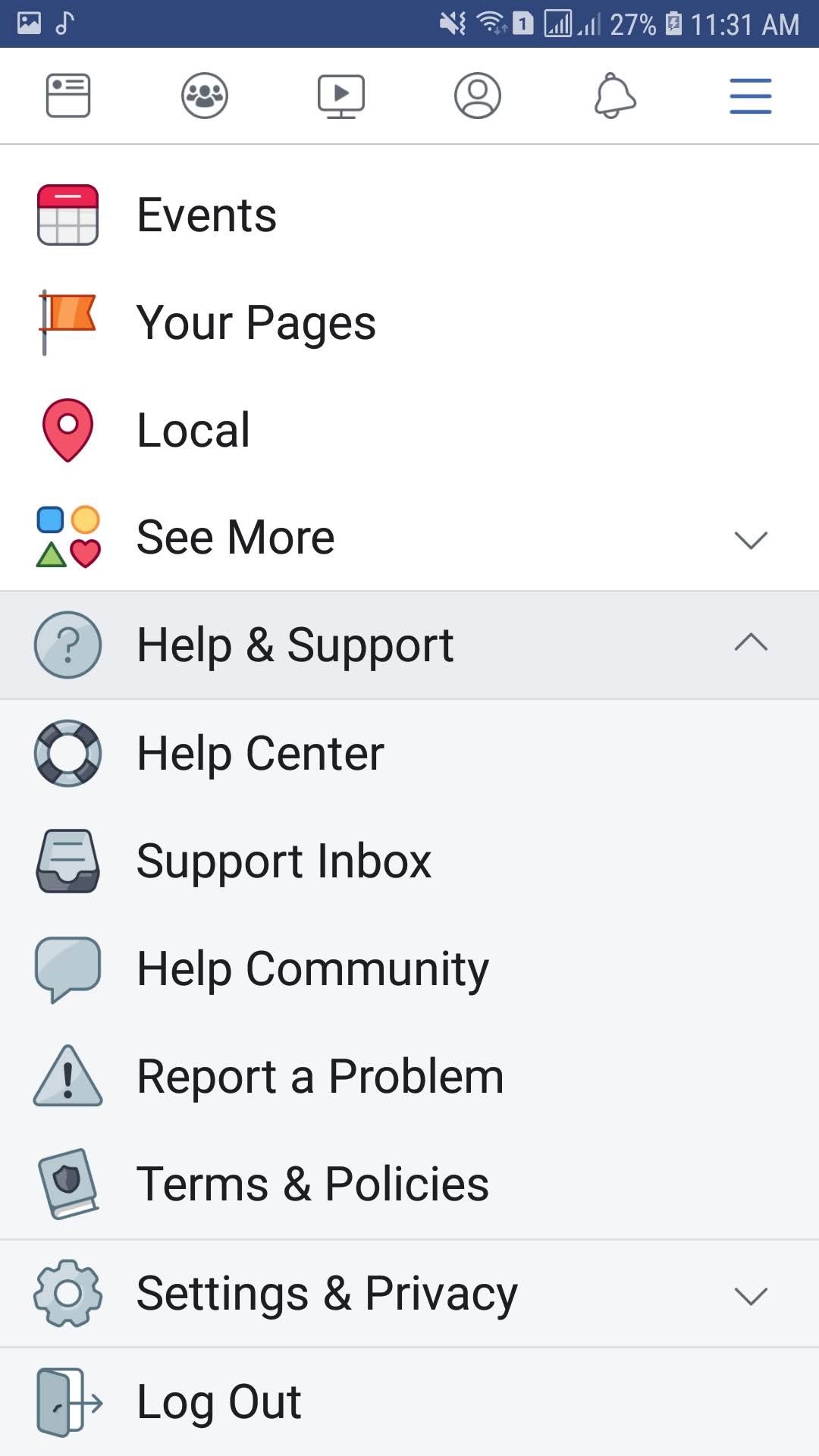 اضغط على المساعدة والدعم أو Help & Support ثم اختر إبلاغ عن مشكلة أو report a problem اضغط على المساعدة والدعم أو Help & Support ثم اختر إبلاغ عن مشكلة أو report a problem