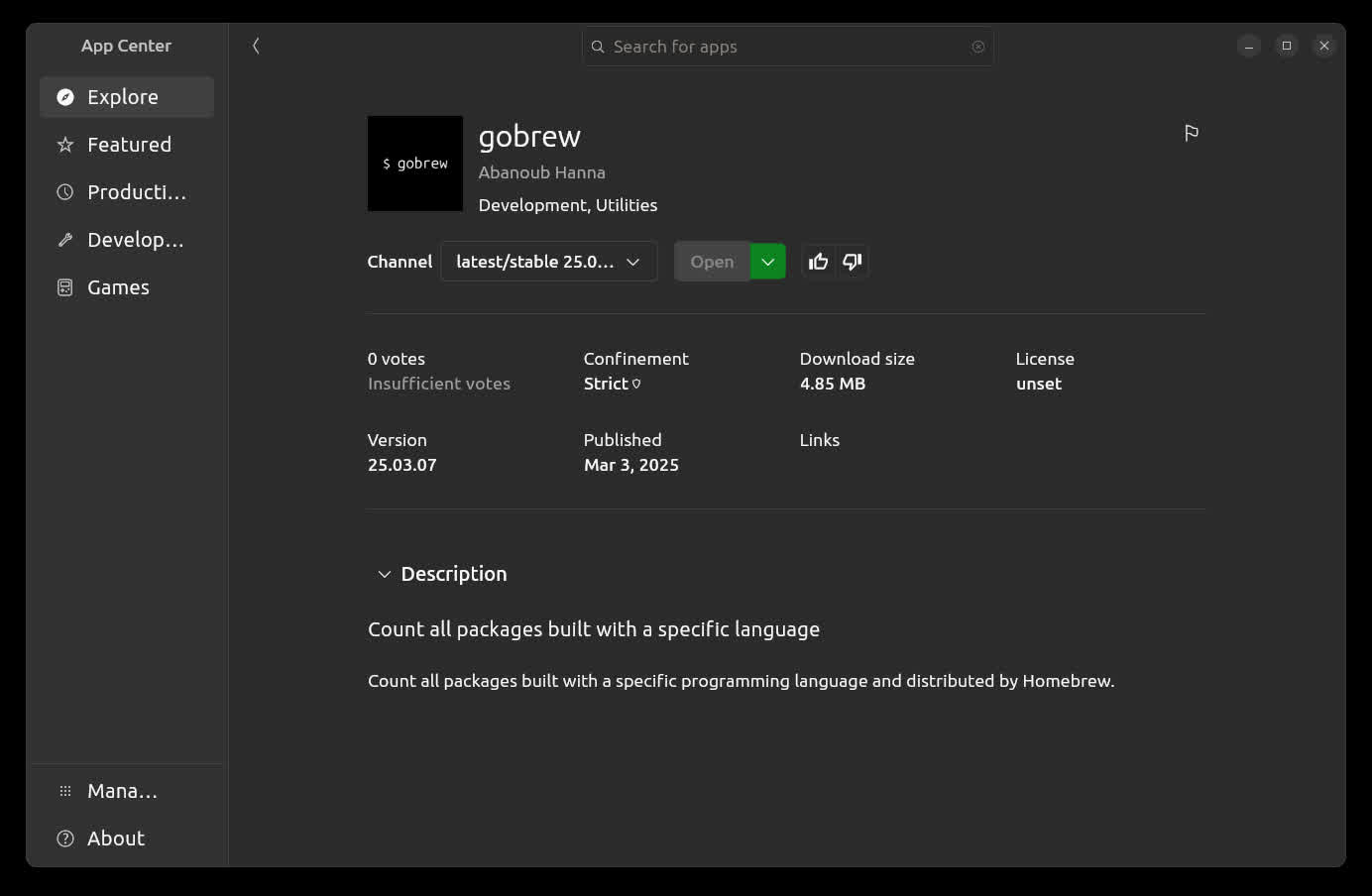 gobrew in snap store on Ubuntu gobrew in snap store on Ubuntu