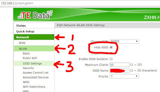 طريقة اخفاء شبكة الواي فاي te data الجديد