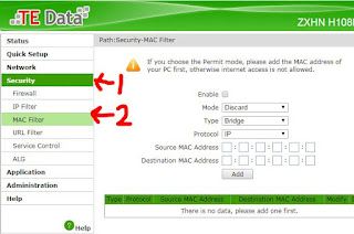اعدادات الراوتر والتصفيه برقم الماك mac filter