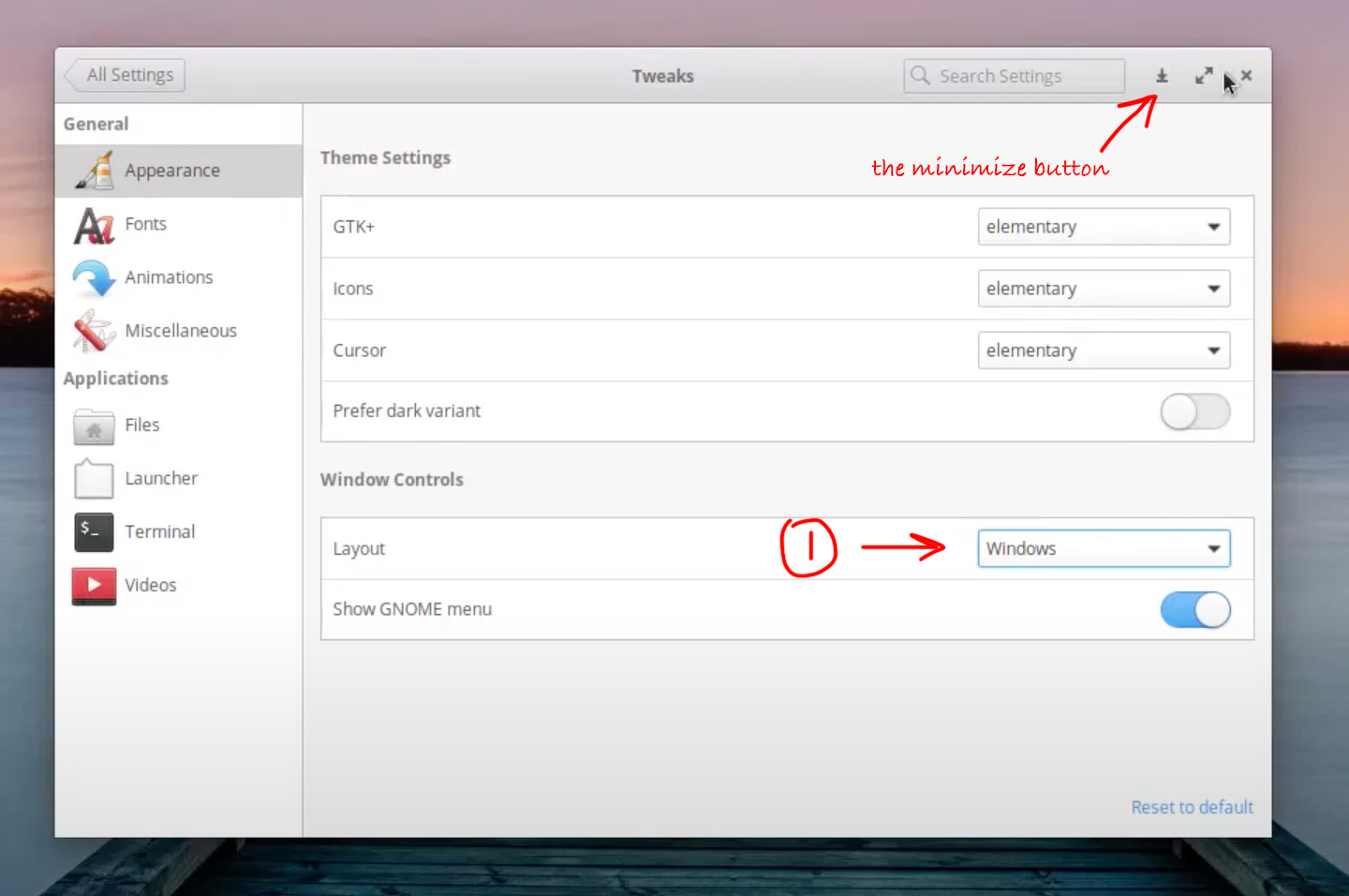 minimize button in Elementary OS minimize button in Elementary OS