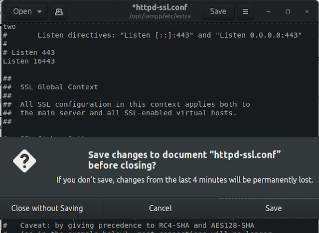 حفظ التغييرات على ملف httpd-ssl.conf لإصلاح منافذ السيرفر المحلى حفظ التغييرات على ملف httpd-ssl.conf لإصلاح منافذ السيرفر المحلى