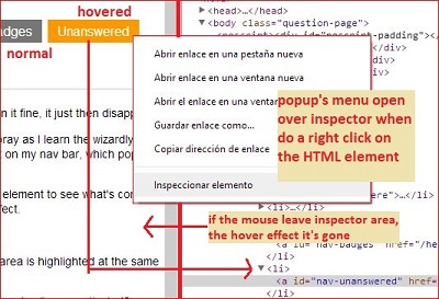 How to Inspect Hover Element in Chrome Dev Tools ?
