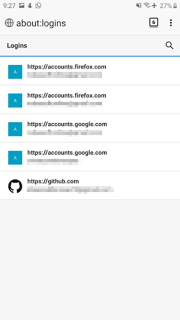قائمة كل كلمات المرور المسجلة في متصفح فايرفوكس على الأندرويد قائمة كل كلمات المرور المسجلة في متصفح فايرفوكس على الأندرويد