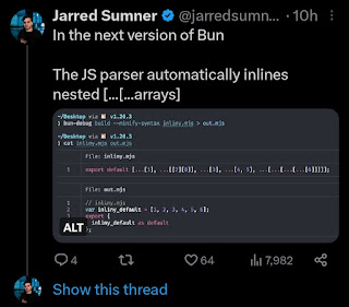 Jarred Sumnar tweets about next Bun version release Jarred Sumnar tweets about next Bun version release