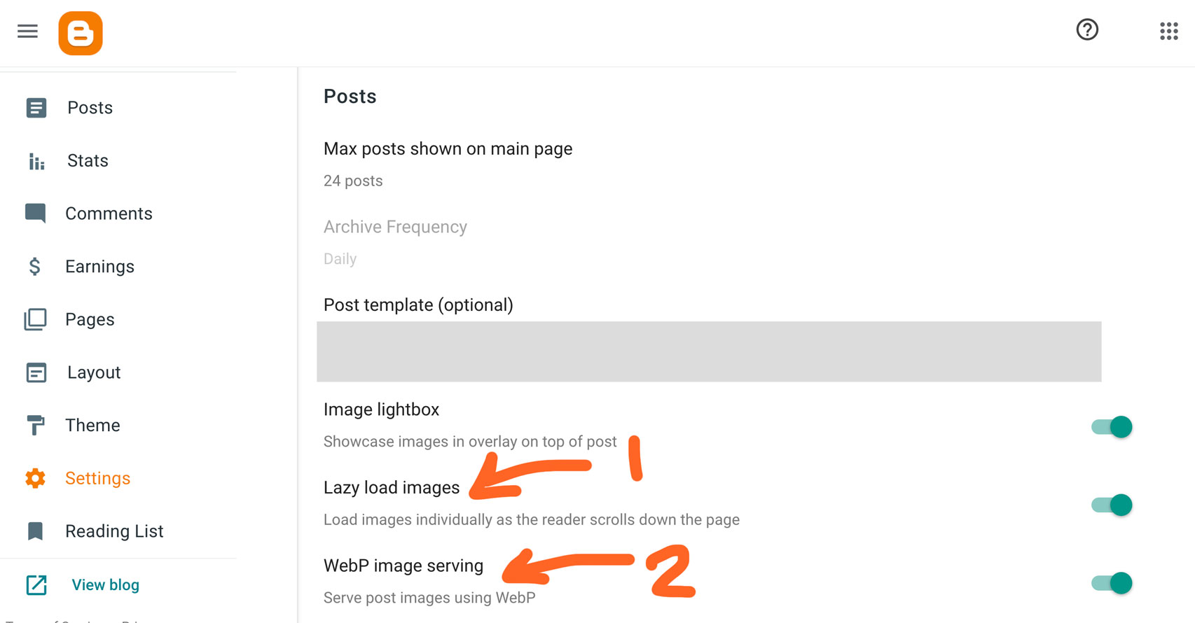 How to use automatic image loading optimizations in Blogger's blogspot