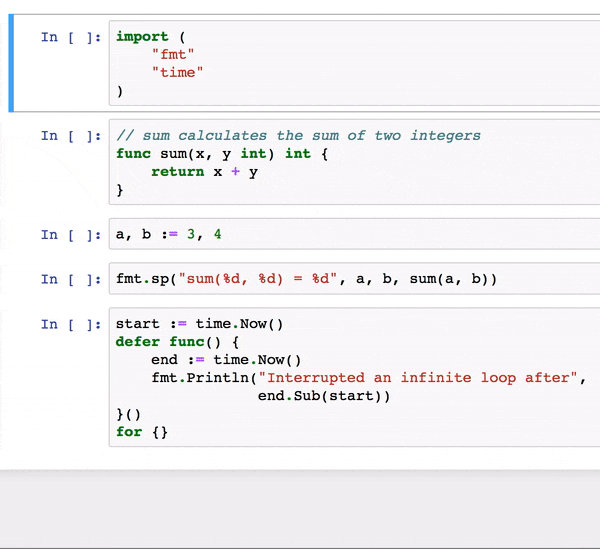 writing Go code in Jupyter notebook writing Go code in Jupyter notebook